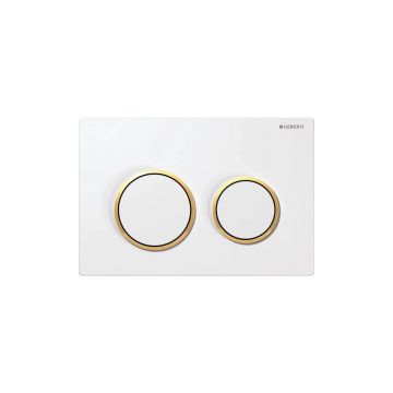 Clapeta de actionare Geberit Omega20 alb/inele aurii