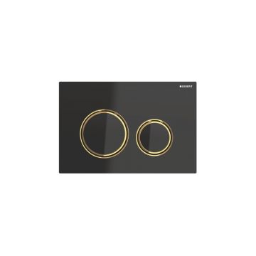 Clapeta de actionare Geberit Sigma21 negru/inel auriu