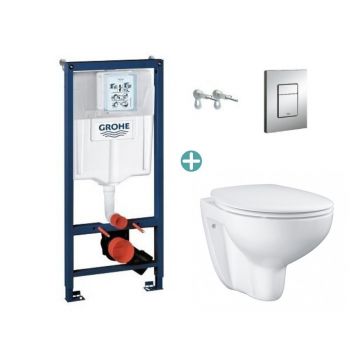 Set rezervor Grohe Rapid SL cu clapeta Skate Cosmopolitan si vas wc Grohe Bau Ceramic Rimless capac soft close