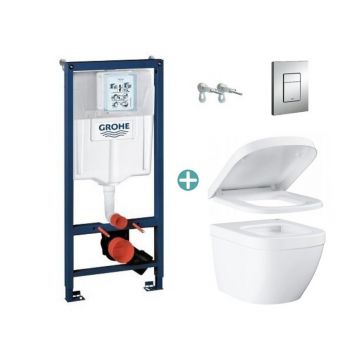 Set rezervor Grohe Rapid SL cu clapeta Skate Cosmopolitan si vas wc Grohe Euro Ceramic Compact Triple Vortex capac soft close