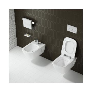 Set vas wc suspendat cu capac softclose si bideu Kolo Modo Rimfree