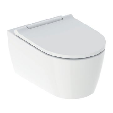 Set vas wc suspendat Geberit One TurboFlush alb cu capac softclose crom