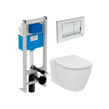 Set vas wc suspendat Ideal Standard Connect AquaBlade cu capac inchidere lenta si rezervor Ideal Standard Prosys