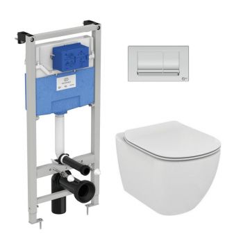 Set vas wc suspendat Ideal Standard Tesi AquaBlade cu capac inchidere lenta si rezervor Ideal Standard Prosys