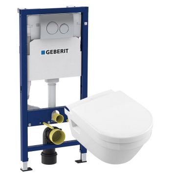 Set vas wc suspendat Villeroy&Boch Arhitectura cu capac si rezervor cu clapeta crom Geberit Delta