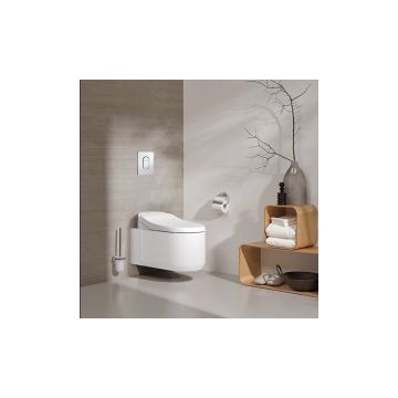 Set complet Grohe Sensia Arena vas WC suspendat, clapeta Arena crom, capac inchidere lenta si bideu electric, rezervor Grohe Rapid SL, kit spalare automata