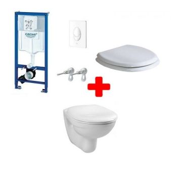 Set PROMO vas wc cu capac Rak Ceramics Karla si rezervor incastrat Grohe clapeta alba