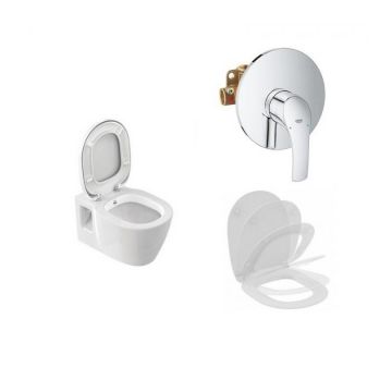 Set PROMO vas WC cu functie de bideu, capac soft-close Ideal Standard si baterie dus Grohe