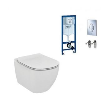 Set PROMO Vas WC suspendat Ideal Standard, capac Soft Close si rezervor Grohe