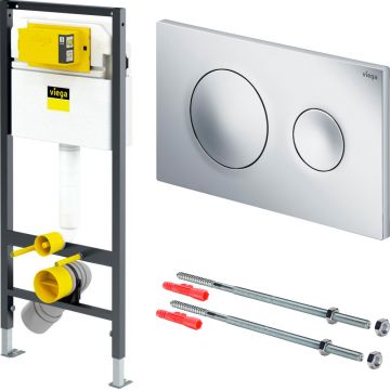 Set rezervor incastrat Viega Prevista cu cadru  set de fixare si clapeta crom
