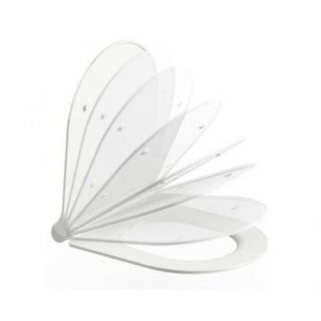 Capac WC Ravak Uni Chrome, soft-close, alb slim - Culoare Alb pal