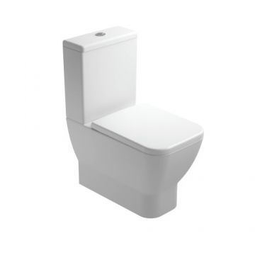 Vas Wc Gala Emma Square Back-to-Wall Compact Rimless stativ - Culoare Alb pal