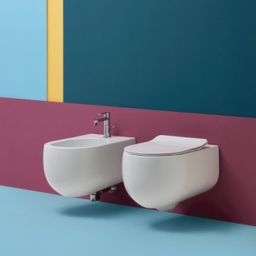 Vas WC Kerasan Flo Norim, suspendat, alb - Culoare Alb pal