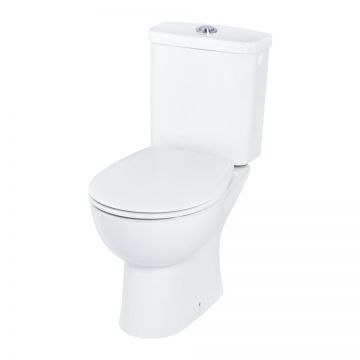 Set complet vas wc Grohe Bau Ceramic Rimless cu rezervor asezat si capac detasabil cu inchidere lenta  alb