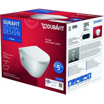 Set vas wc suspendat Duravit D-Neo Rimless si capac cu inchidere lenta
