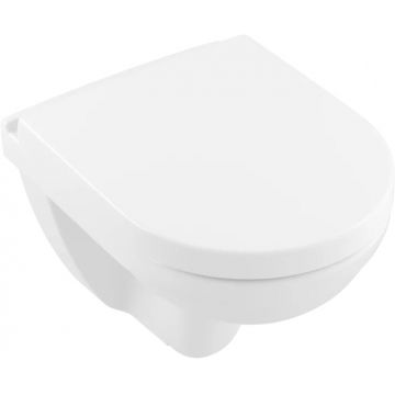 Set vas WC suspendat Villeroy & Boch O.Novo CeramicPlus 49x36cm Directflush si capac cu Inchidere lenta  alb Alpin