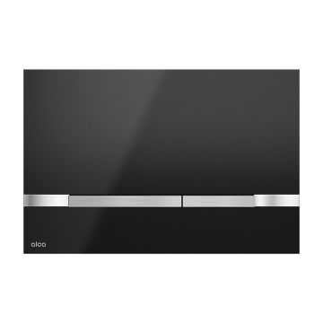 Clapeta de actionare, Alcadrain, Stripe, cu doua volume, negru lucios