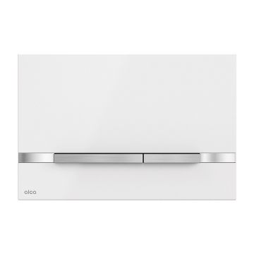 Clapeta de actionare, Alcadrain, Stripe, cu doua volume, sticla alba