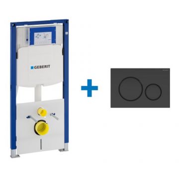 Rezervor incastrat Geberit Duofix Sigma cu set fixare, izolare fonica si clapeta Sigma 20 negru mat