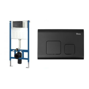 Set cadru pentru WC suspendat şi clapetă acționare tip F neagră