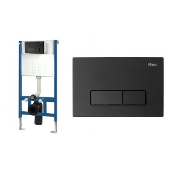 Set cadru pentru WC suspendat şi clapetă acționare tip H neagră