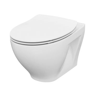 Set vas WC suspendat, Cersanit, Moduo, cu capac WC soft close și easy off, alb