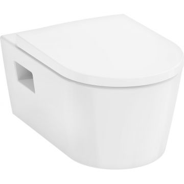 Set vas wc suspendat Hansgrohe EluPura Original S AquaChannel Flush  SmartClean si capac slim cu inchidere lenta  alb