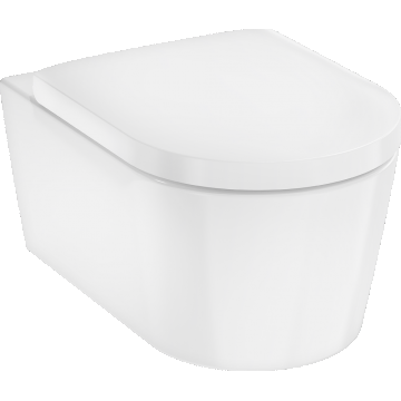 Set vas wc suspendat Hansgrohe EluPura S AquaChannel Flush si capac cu inchidere lenta  alb