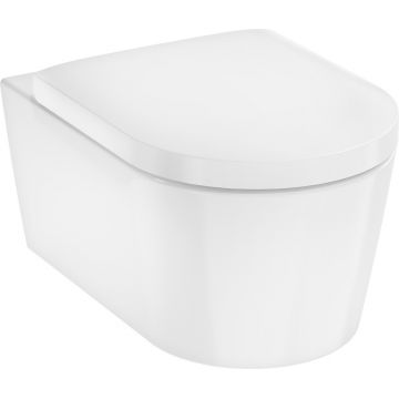 Set vas wc suspendat Hansgrohe EluPura S AquaFall Flush  SmartClean si capac cu inchidere lenta  alb