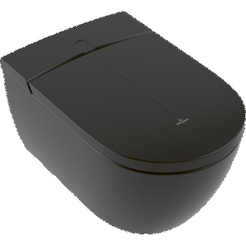 Set vas WC suspendat Villeroy&Boch ViClean-I 200 DirectFlush  CeramicPlus si capac inchidere lenta cu functie bideu electric  Pure Black