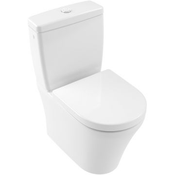 Set vas WC Villeroy & Boch O.Novo Compact DirectFlush back-to-wall cu rezervor si capac cu inchidere lenta