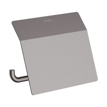 Suport hartie igienica, Hansgrohe, AddStoris, cu aparatoare, negru periat