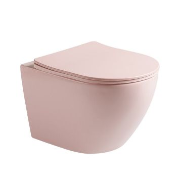 Vas WC Caliri, montaj suspendat, din ceramica sanitara, roz mat, Elysium