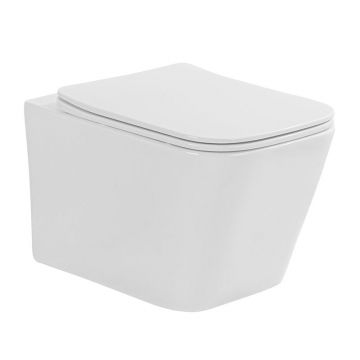 Vas WC suspendat Fluminia, Tornado cu capac WC soft close și spălare Tornado Flush, alb