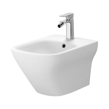 Bideu suspendat cu preaplin, alb mat, forma dreptunghiulara, Cersanit Larga