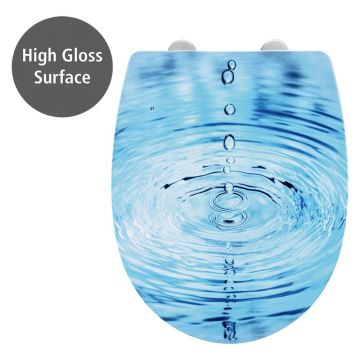 Capac WC 38 x 45 cm Easy-Close (cu închidere automată) Droplets – Wenko