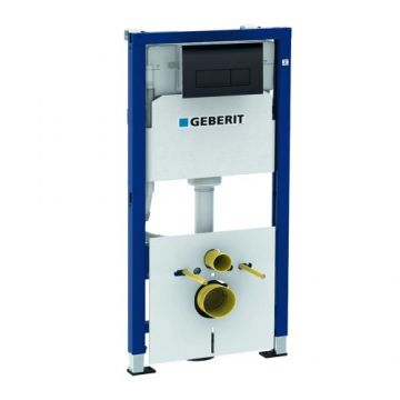 Rezervor incastrat Geberit Duofix Delta cu clapeta Delta 50 negru lucios, cu set de fixare