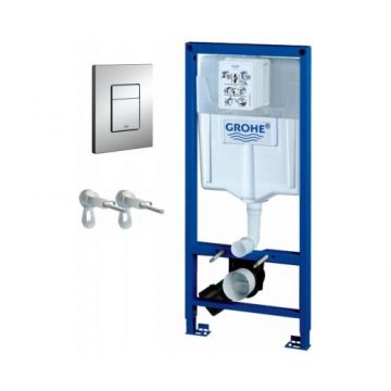 Rezervor incastrat Grohe Rapid SL 3in1 cu clapeta Skate Cosmo crom si set fixare incluse