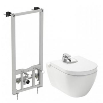 Set bideu Gala Emma Rounded suspendat + capac + cadru bideu incastrat Prosys 120M Ideal Standard - Montaj suspendat