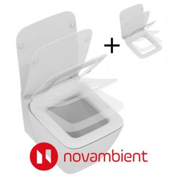 Set vas Ideal Standard WC Strada II + capac slim cu inchidere lenta Strada II - Montaj suspendat
