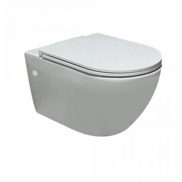 Set vas wc Azzurra Lilac suspendat cu capac, alb - Culoare Alb pal