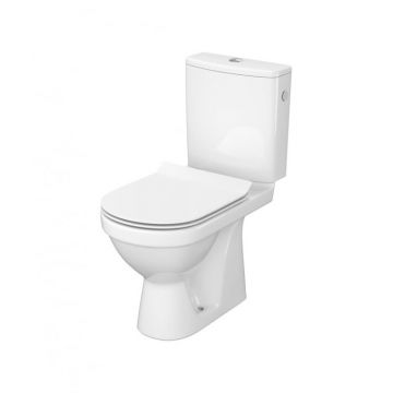 Set vas WC cu rezervor si capac duroplast slim si soft close, cu alimentare laterala si evacuare veritcala, ZIP SimpleOn Cersanit
