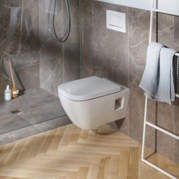 Set vas wc Geberit Selnova Square Rimfree suspendat cu capac soft-close - Montaj suspendat