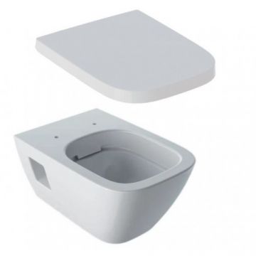 Set vas Wc Geberit Selnova Square Rimfree suspendat cu capac soft-close - Montaj suspendat