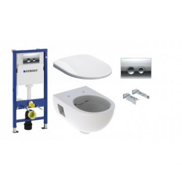 Set vas Wc Geberit Selnova suspendat cu capac soft-close si rezervor incastrat Delta - Montaj suspendat