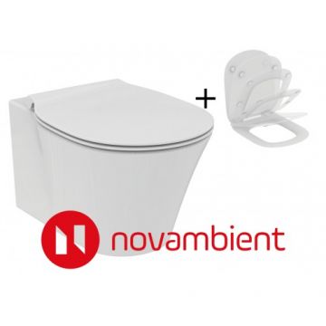 Set vas Wc Ideal Standard Connect Air Aquablade + capac Connect Air slim cu inchidere lenta - Montaj suspendat