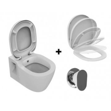 Set vas Wc Ideal Standard Connect cu functie de bideu si capac sofit-close + baterie Omega OM646 Daniel Rubinetterie - Montaj suspendat