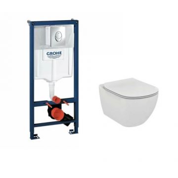 Set vas Wc Ideal Standard Tesi Aquablade cu capac soft-close + rezervor incastarat Grohe - Montaj suspendat