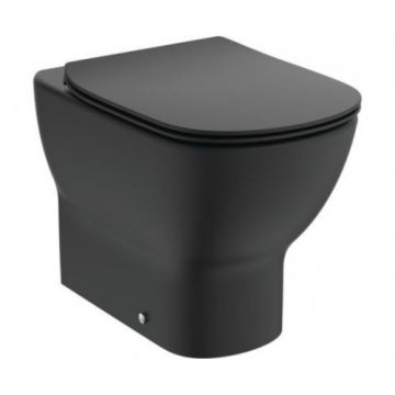 Set vas Wc Ideal Standard Tesi AquaBlade stativ cu capac soft-close slim, negru mat - Montaj pe pardoseala