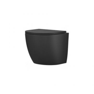 Set vas wc Karag Rimless suspendat cu capac slim soft-close, negru - Montaj suspendat